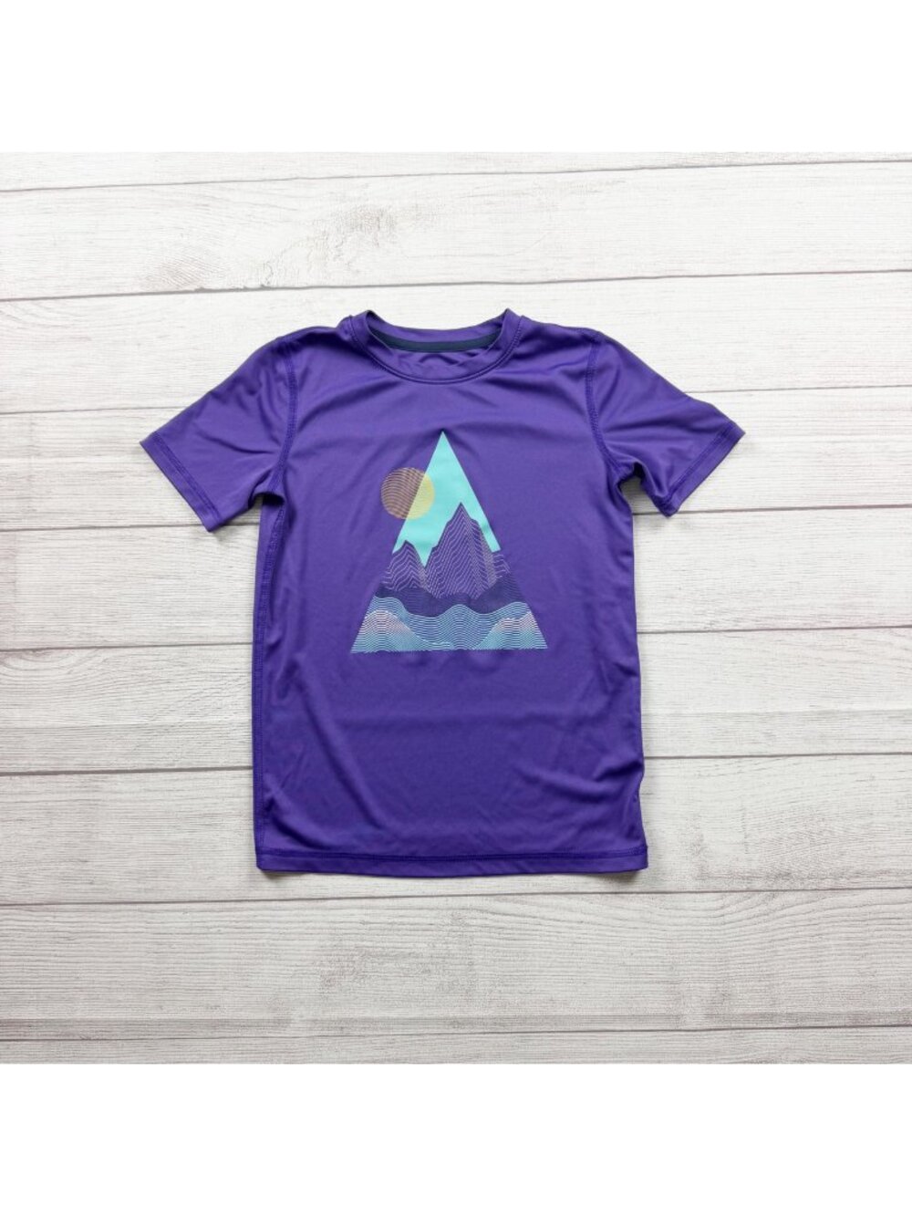 All In Motion Purple Short Sleeve Mountain Graphic Active T-Shirt S 6-7
